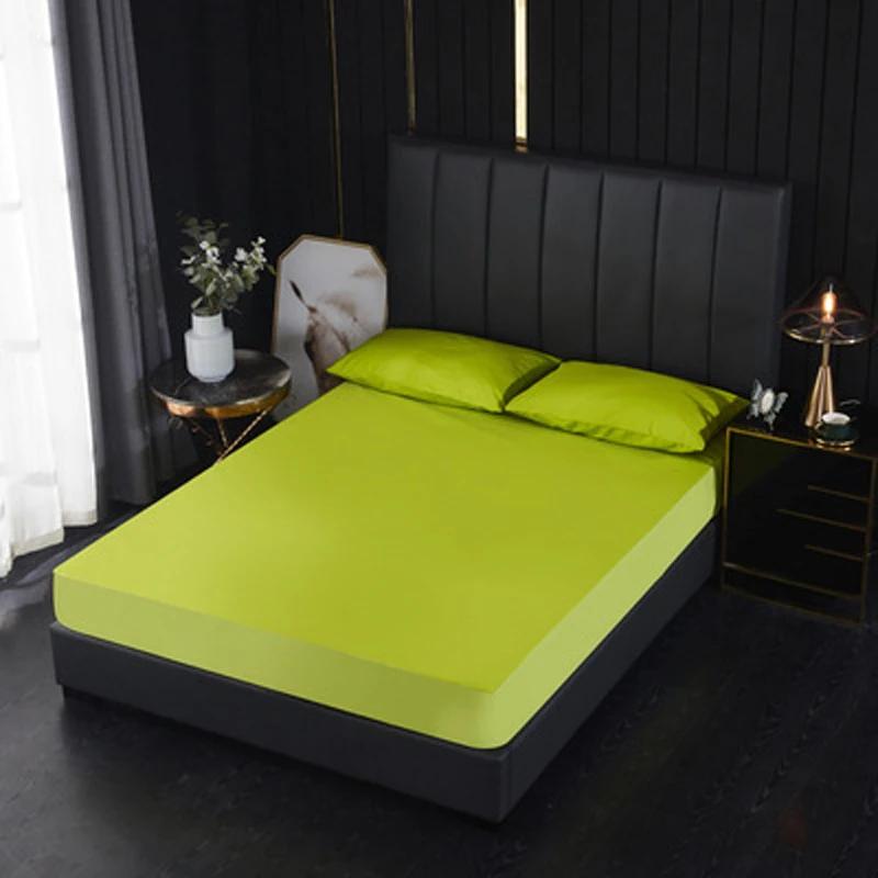 Waterproof Bed Mattress Cover Elastic Solid Color Fitted Bed Sheet Super Soft Microfiber Sheet Covers for Bed Queen King