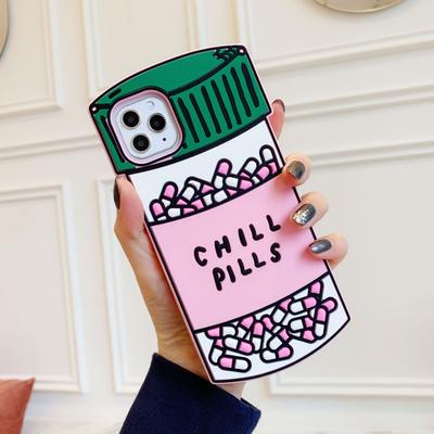 Silicone Cute Medicine Bottle Phone Case Protective Cover for iPhone 6s 7 8 Plus XS 11/12/13/14/15/16 Pro Max