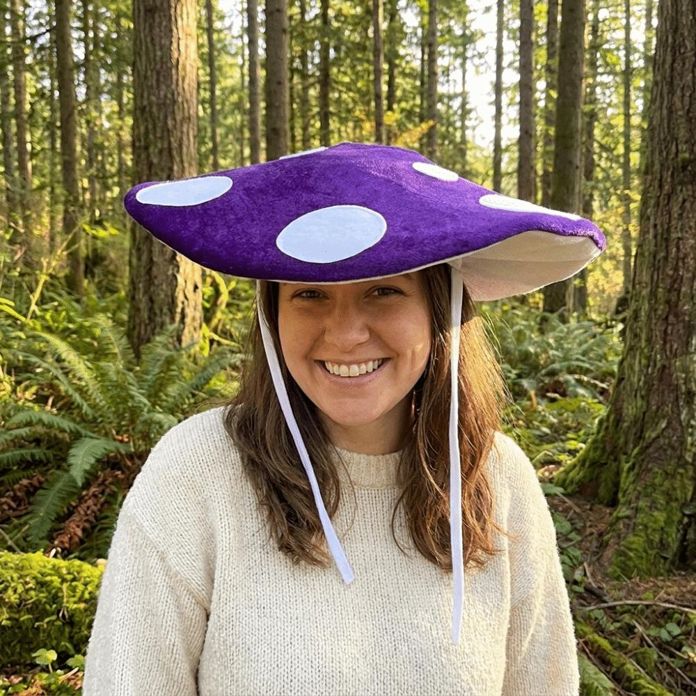 Soft Velvet Costume Headpiece Oversized Fungus Beret Cap Adjustable Mushroom Hat  Cosplay