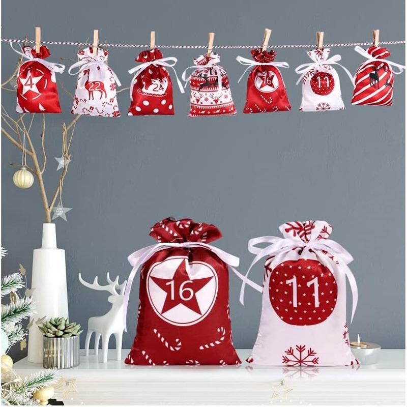 Advent Calendar Gift Bag Set 24pcs/set DIY Christmas Advent Calendar Santa Claus Christmas Doll Merry Christmas Navidad Kid Gift