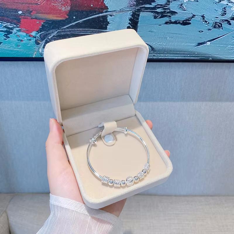 New Korean Fashion 925 Silver Lucky Beads Bangles for Women Bracelets Luxury Designer Party Wedding Jewelry Gifts