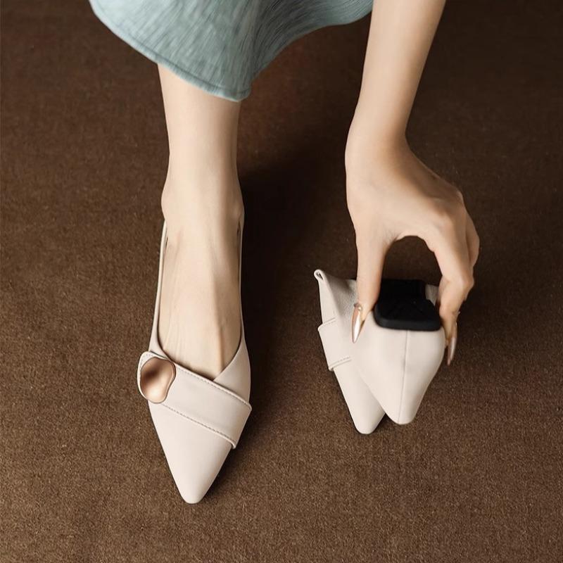 Trend Pointed Toe Einzelne Schuhe Retro Luxus Leder Lässige Loafer Mode Flache Schuhe für Damen Anti-Rutsch Bequem Damen Schuhe