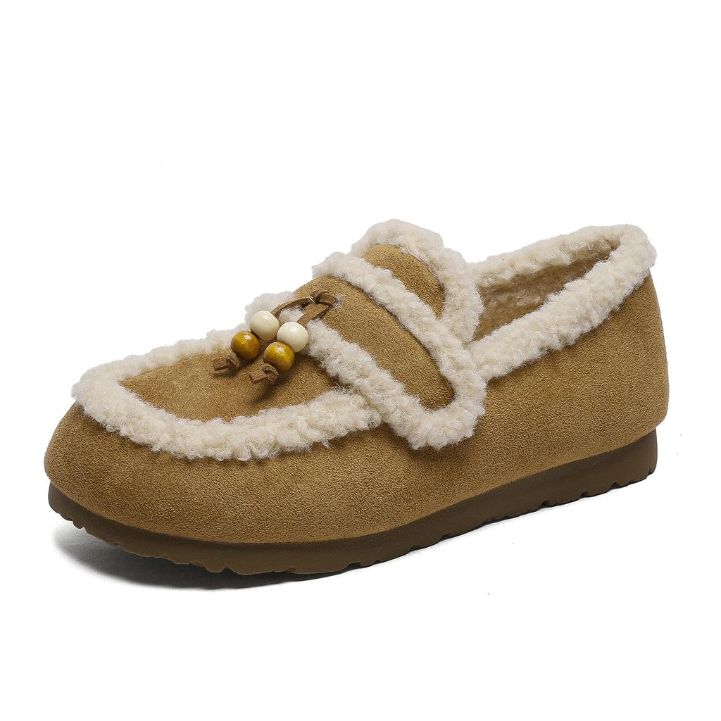 One-pedal Soft-soled Lazy Cotton Shoes 2025 Winter New Round Head Retro Flat Bottom Velvet Warm Boken Shoes Women