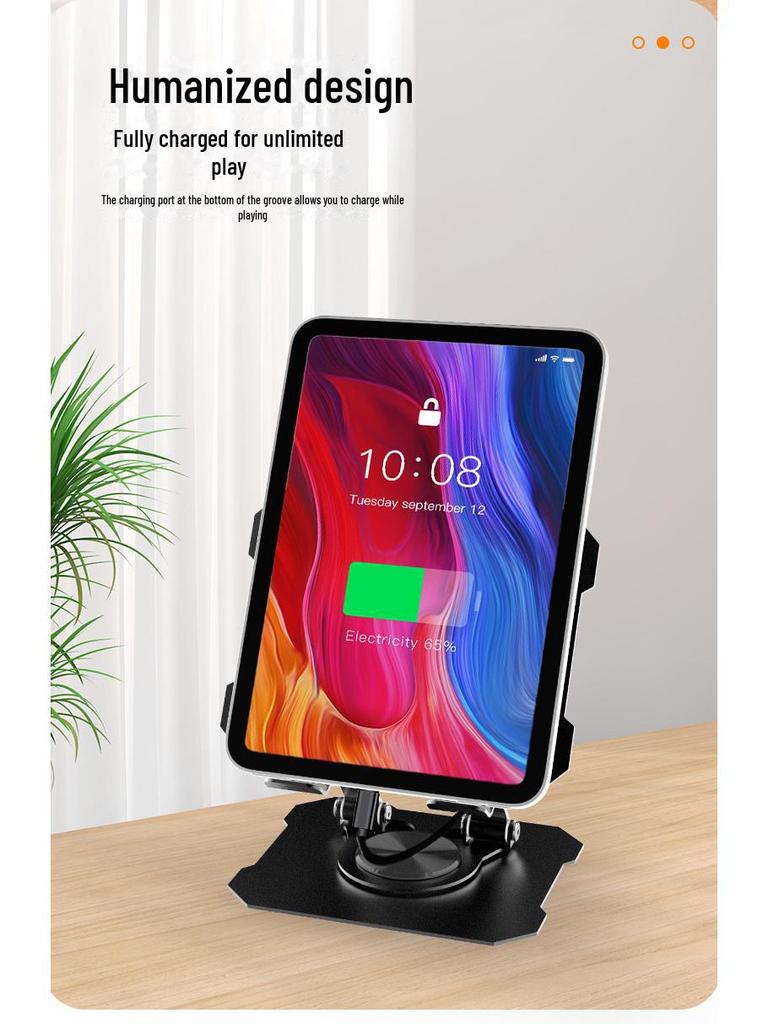 360° Rotating Aluminum Alloy Desktop Tablet Stand with Cooling Feature