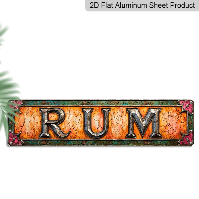 

2D Flat, 1pc retro Country Style Aluminum Wall Art Sign-humorous ”RUM Metal Texture Design, 15.7x3.9 Inch Interior Decoration, Suitable for Home 40cm x 10cm