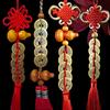 Peach Wood Gourd Pendant with Thickened Brass Five Emperors Coins - Chinese Knot Car Hanging Ornament