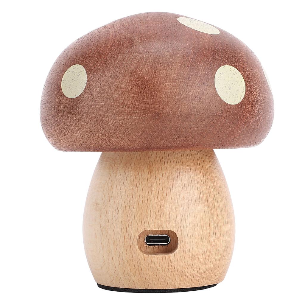Mushroom LED Table Lamp Wooden Warm Light Stepless Dimming Rechargeable Bedside Nightstand Lamp for Bedroom Home Decoration