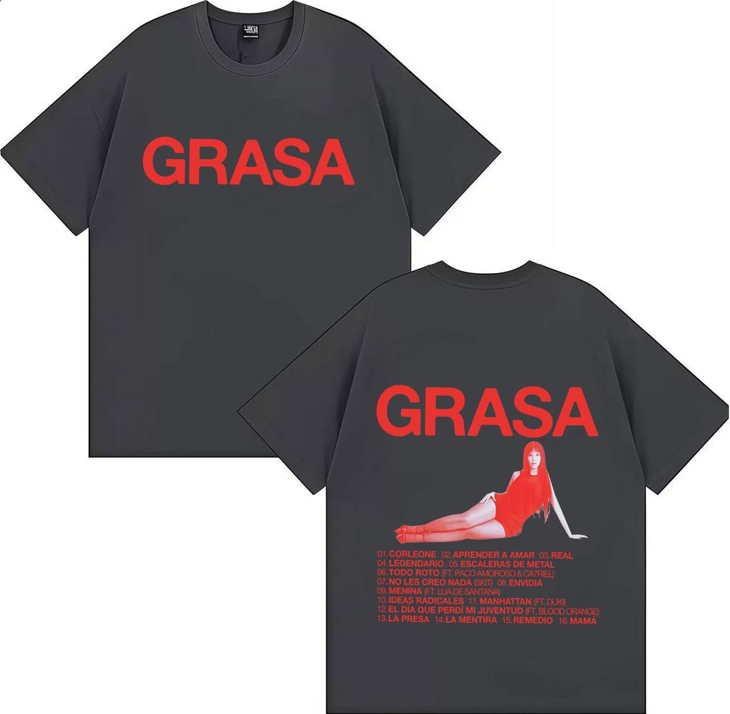 The Best-selling Rapper Nathy Peluso Grasa's 2025 Print Trendsetter Summer Print 100% Pure Cotton Loose Casual T-shirt