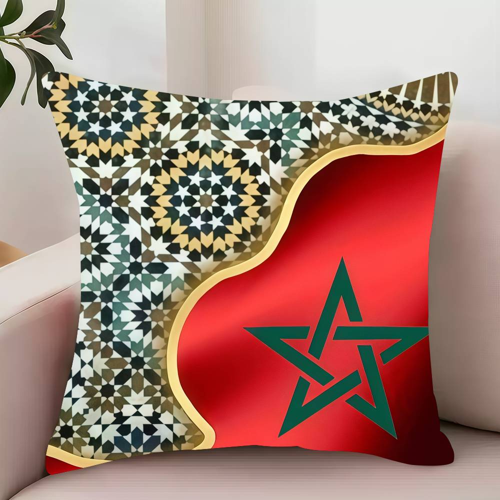 Luksusowa Poszewka na Poduszkę z Flagą Maroka Dekoracja Pokrowce Ochronne Wygodna Miękka na Sofę Salon Biuro Domowe