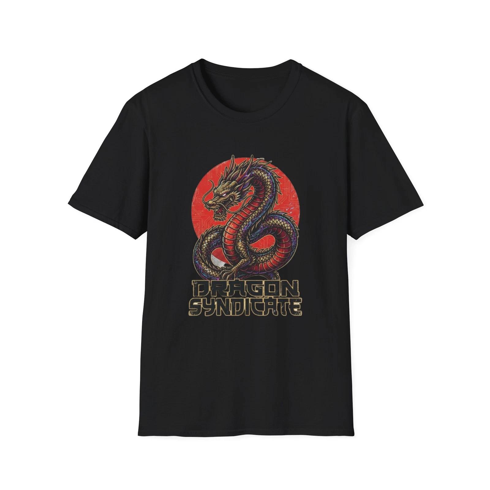 Japanese Dragon T-Shirt Irezumi Tattoo Red Sun Graphic Tee Anime Streetwear Gift S