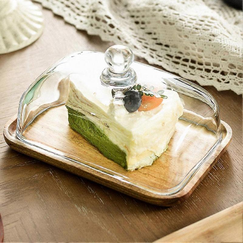 Bandeja de Bolo com Tampa Design Retangular Prático para Centro de Mesa de Jantar
