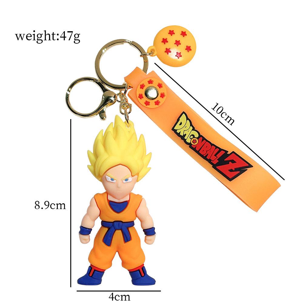 10PCS Dragon Ball Keychains Set Son Goku Vegeta Piccolo Crystal Resin Action Figures PVC Key Rings Bag Pendants Fashion Jewelry
