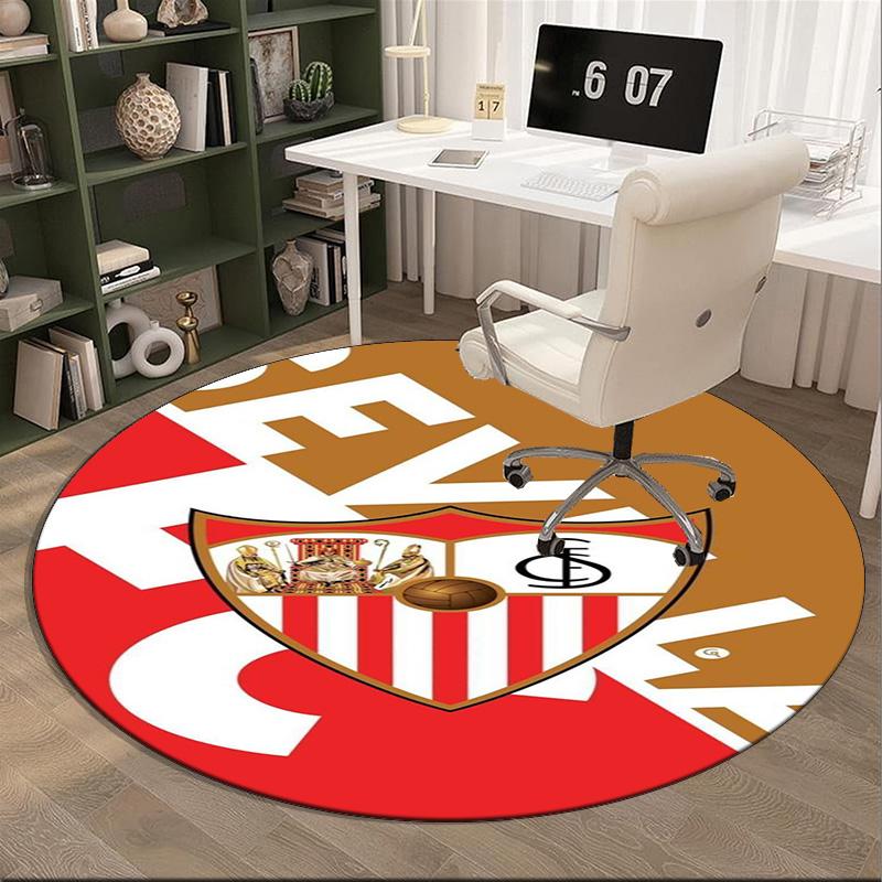 Sevilla Fc Crest Design Round Rug for Livingroom,Bedroom, Palyroom, Chair Rug, Area rug, Circle Carpet, Large Size Fan Christmas gift
