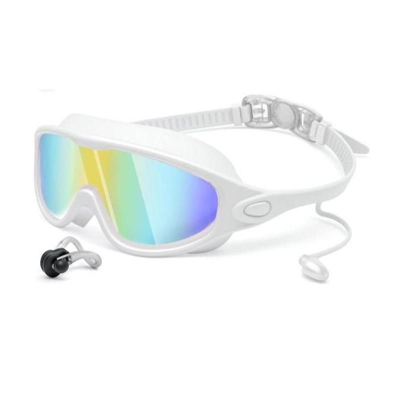 Große Schwimmbrille für Erwachsene, High-Definition, Anti-Beschlag, Galvanisiert, Schwimmbrille für Damen und Herren, Silikonbrille