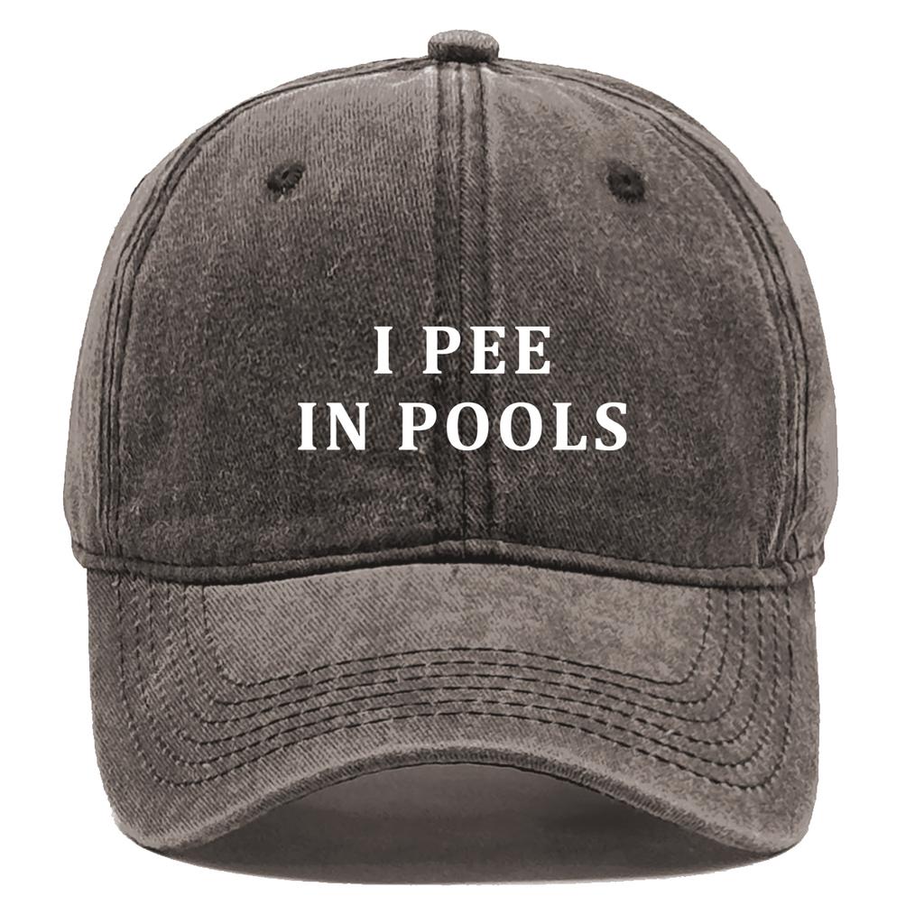 White I PEE IN POOLS Printed Baseball Cap Adjustable Trendy Snapback Hat Lightweight Unisex Sun Hat for Casual Hiking