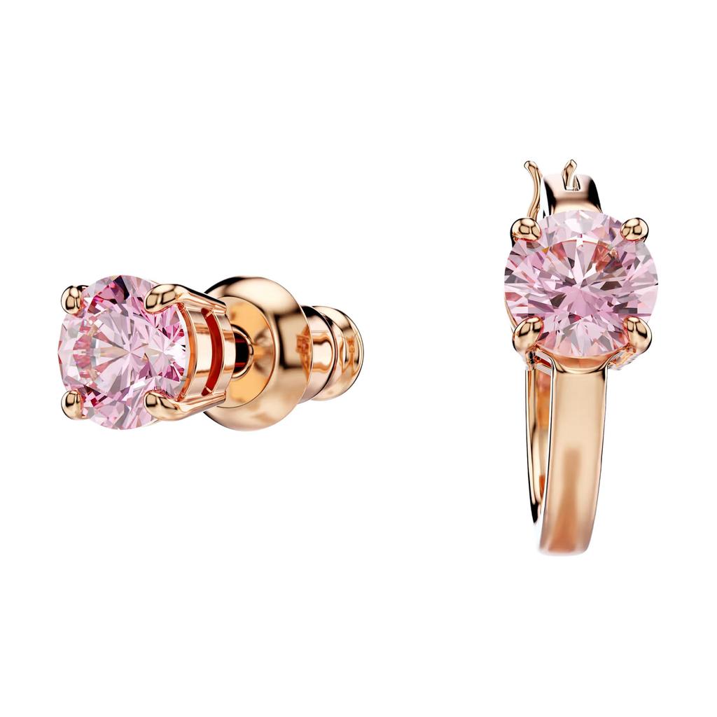 Swarovski Connexus Asymmetrical Design Cubic Zirconia Earrings Women Earrings Pink 5691181