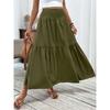 Women's Fashion  Pleated Floral Print Elastic Waist  Loose Splicing A Line Pocket Skirt