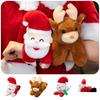 Cute Christmas Santa Claus Plush Doll Toy With Wrist Paddle Bracelet For Children 25cm Height