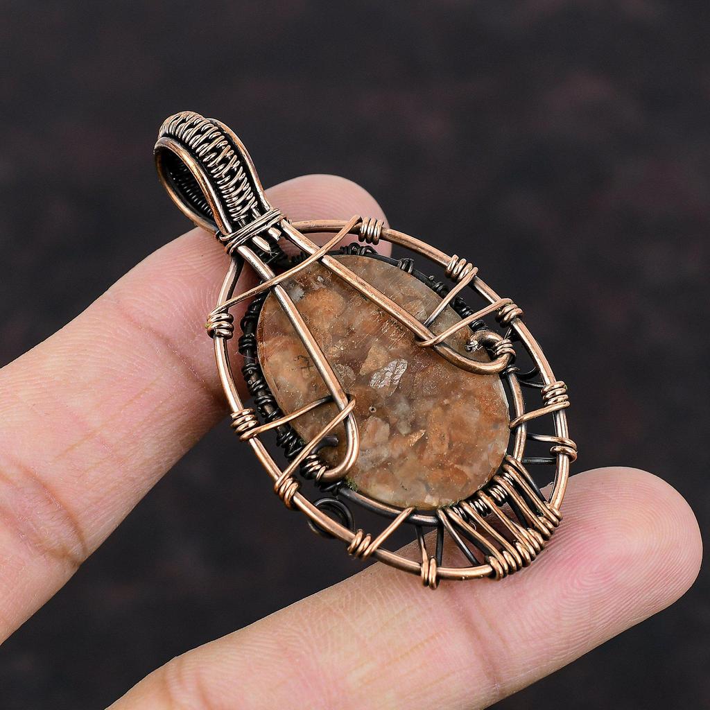 Baum des Lebens Sonnenstein Anhänger Kupferdraht gewickelt Anhänger handgemachter Anhänger Baum des Lebens Schmuck Edelstein Anhänger Kupfer Schmuck Geschenk für Sie