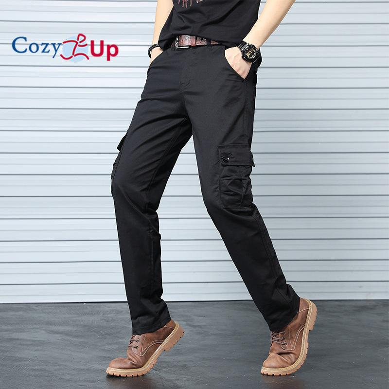 Cozy Up Solid Color Loose Men's Straight Casual Pants 6 Pocket Cargo Pants