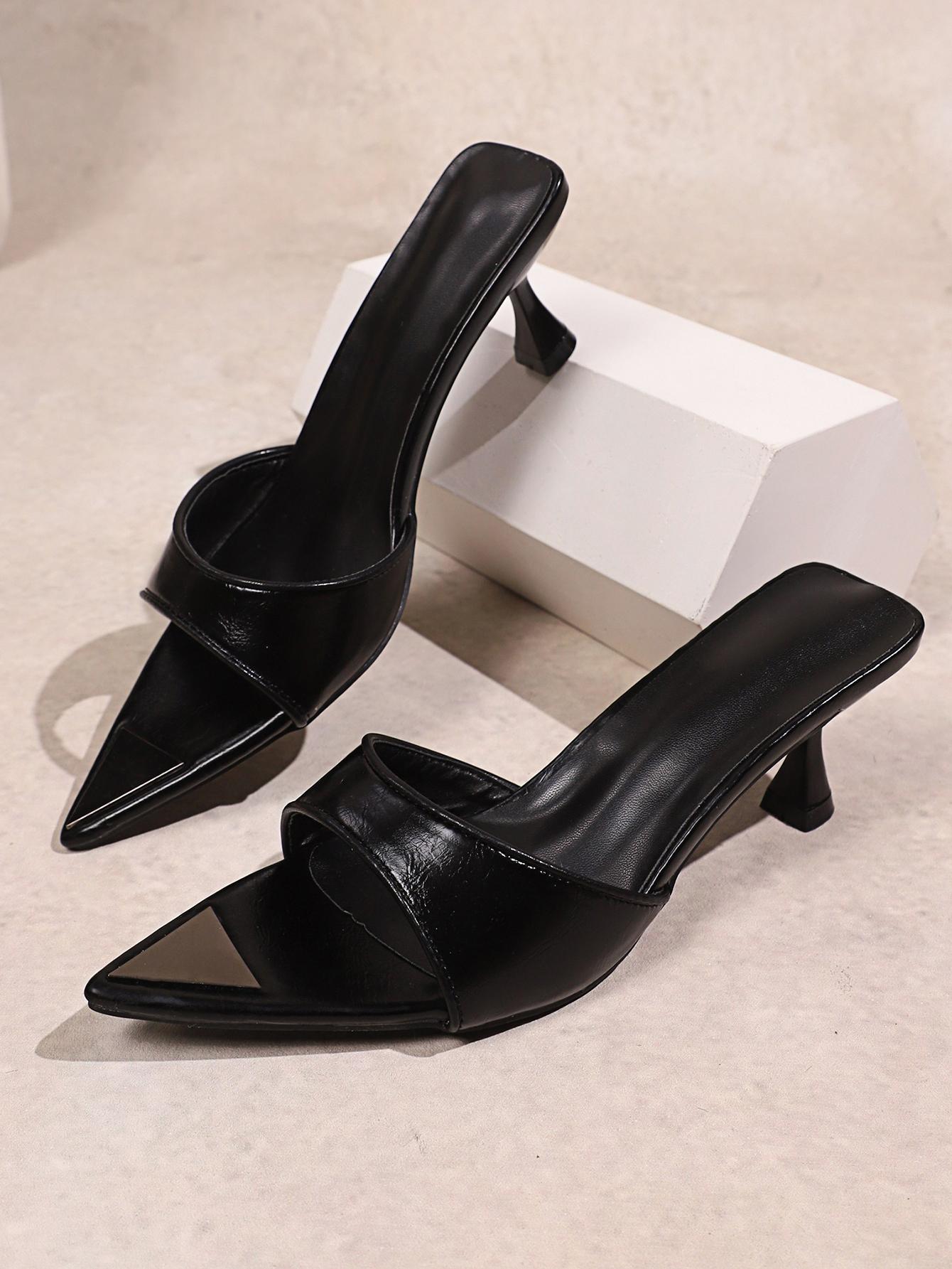 

2025 New Sexy Pointed Toe High Heel Sandals for Women Summer Leopard Printed Party Slippers Woman Thin High Heeled Banquet Shoes 36 чёрный