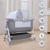 Bedside Crib Baby Crib, 3 In 1 Bassinet with Large Curvature Cradle, Foldable Height Adjustable Bassinet, Movable Beside Mosquito Net (Grey)