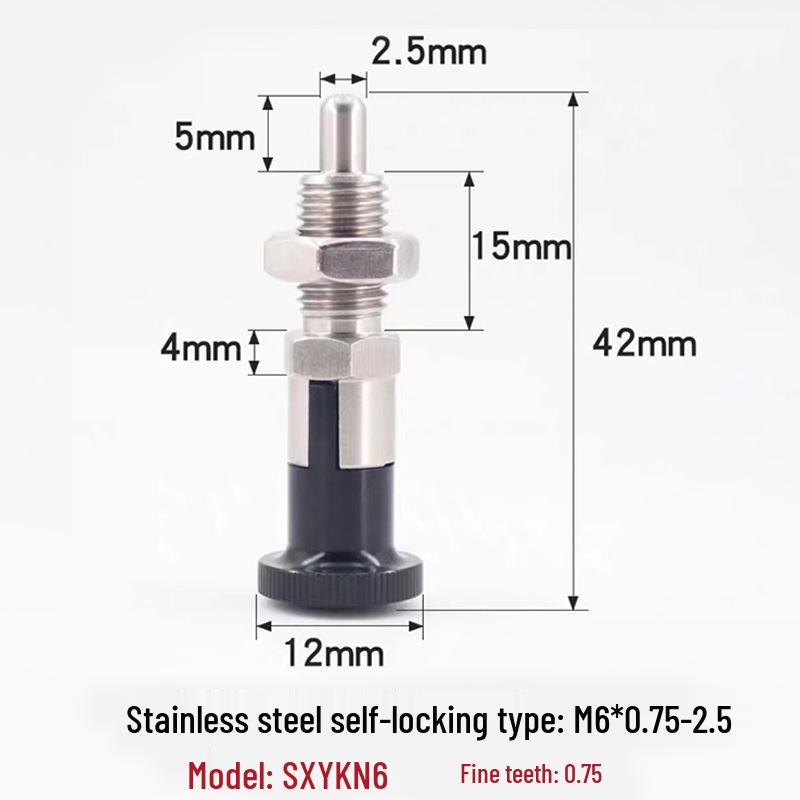 Stainless Steel/Carbon Steel Indexing Pin: Knob Plunger, Self-Locking, Re-Locking, Fine Thread, Complete Specifications