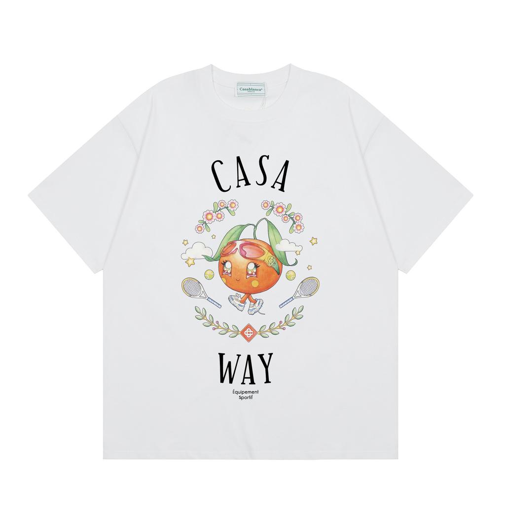 Grenzüberschreitend auf Lager exklusiv Casablanca Doppelgaze reine Baumwolle Unisex T-Shirt Hip-Hop lässig Kurzarm locker Rundhals