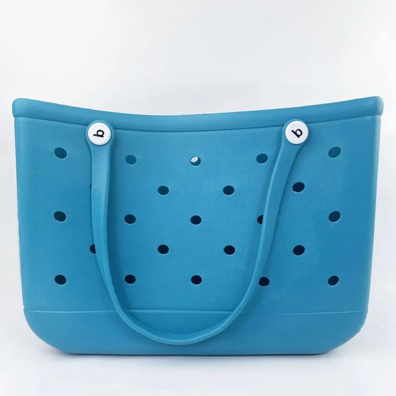 Durable Waterproof Beach Bag Storage Baskets Summer Rubber Tote Solid Color Jelly Beach Bags Sundries Organizer