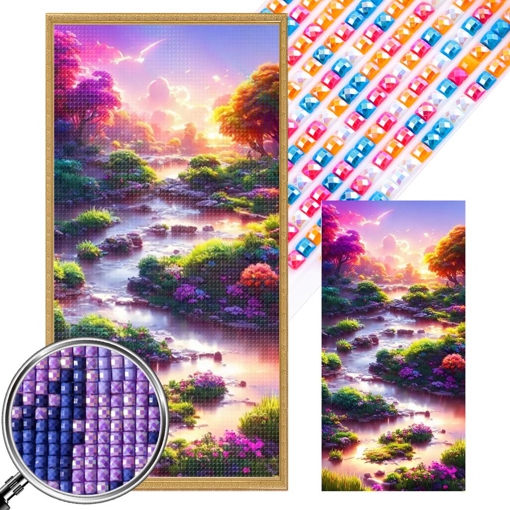 Valley 5D DIY Partial AB Full Square Drill Diamond Dots Paintings for Adults Home Decor Diamonds Paintings Gem Art 17.72x33.46in