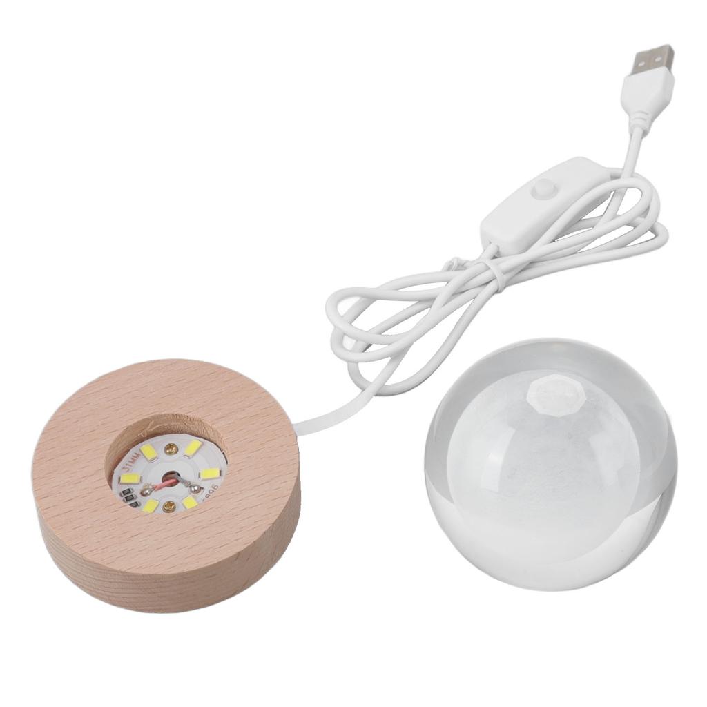 3D Moon Night Lamp Crystal Ball Night Light LED Wooden Inter Carving Tabletop Ornaments for Friends