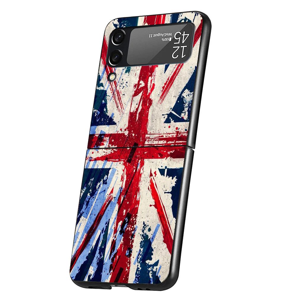 Union Jack England UK Flag Cover Phone Case For Samsung Galaxy Z Flip 7 6 5 4 3 5G Flip7 Flip6 Flip5 Flip4 Flip3 Black Fundas Sh