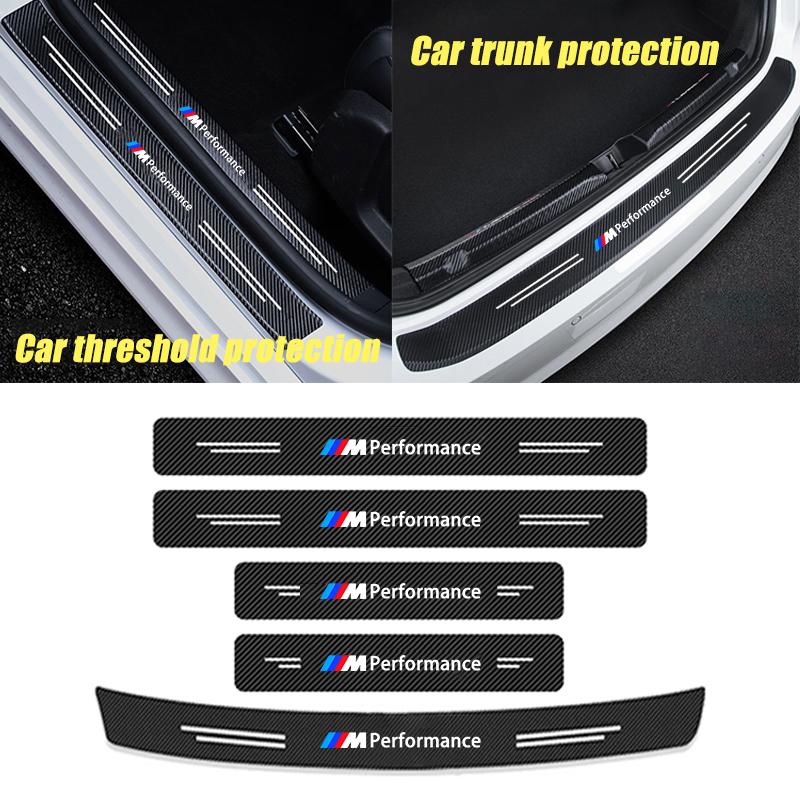 Carbon fiber protective stickers for car door sill side anti step bumpers For BMW M6 M5 M3 X1 X3 X5 E38 E39 E46 E53 E60 E61 E64