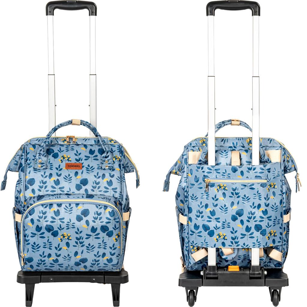 TORIBIO Foldable Shopping Assembly Shopping with Two Wheels and Carry-On Bag, Lightweight, Convenient, Compact, Side-Push, Detachable, 2-Way,