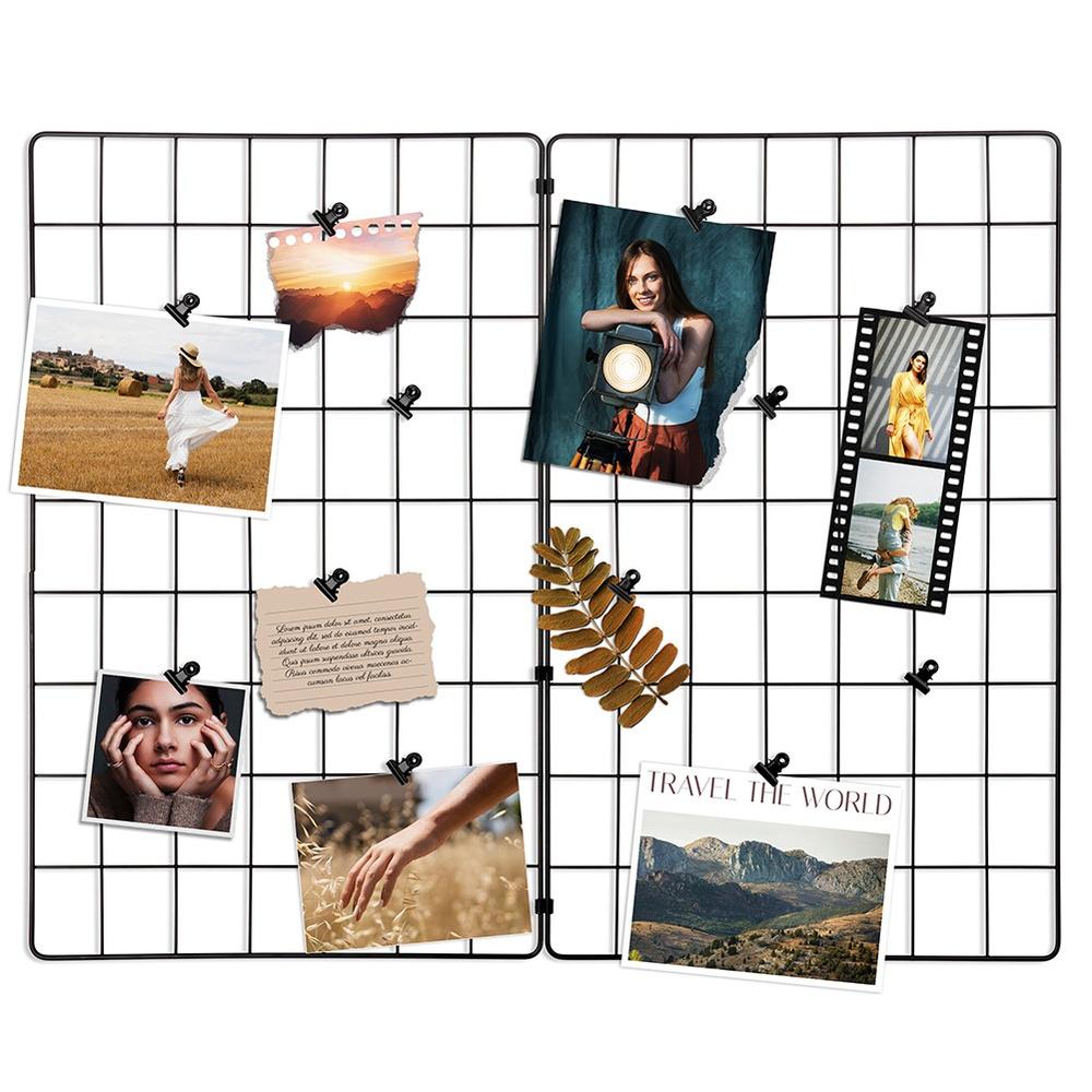 Grid Metal Wall Board for Photos, Notes, Note Clips, Large XL