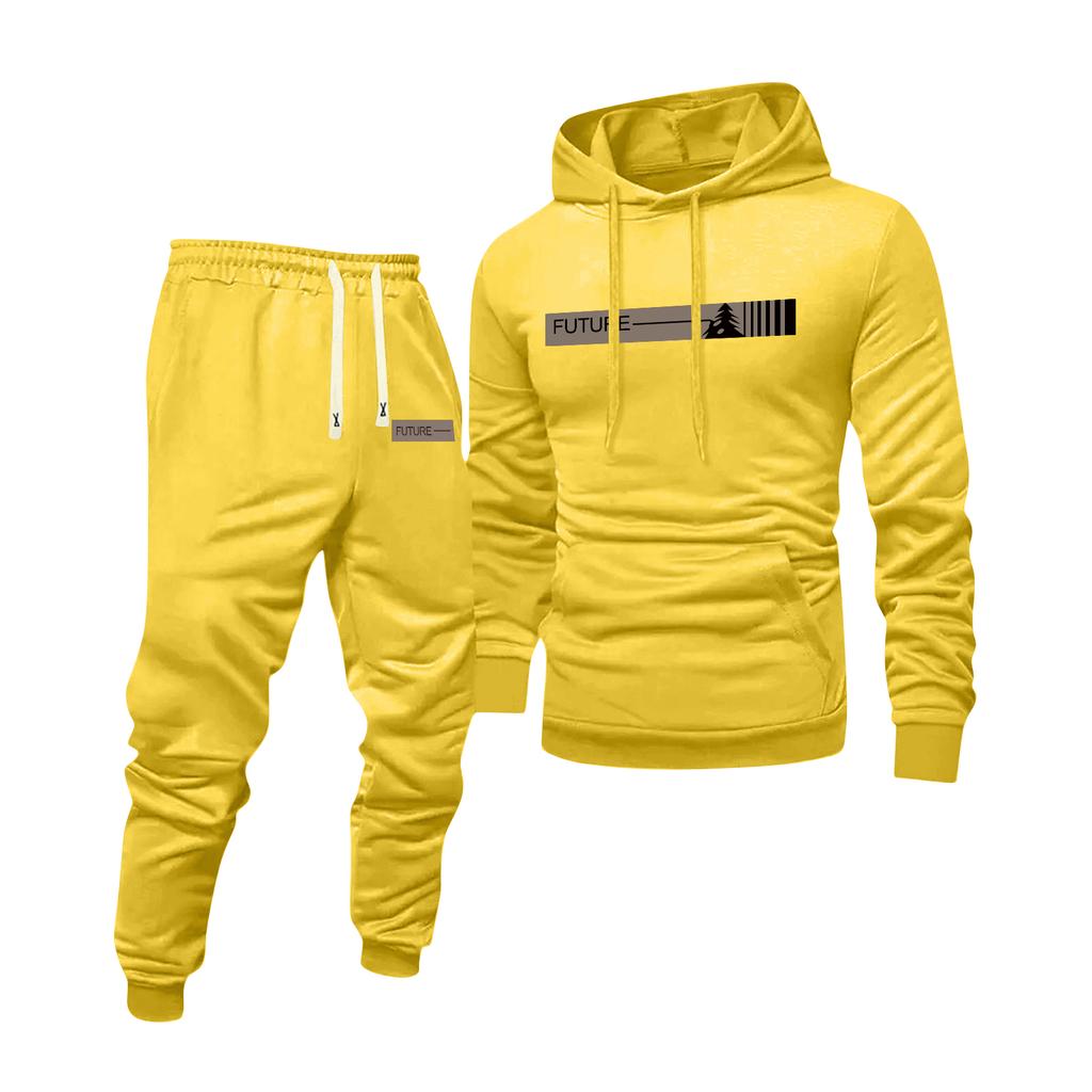 Herren Bedrucktes Kapuzensweatshirt und Sweatpants Lässiger Sportanzug