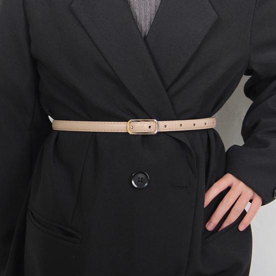 Women Belt Imitation Leather Adjustable Thin Waistband Solid Color Dresses Shirts Tops Waist Belt Versatile Fashion Accessory