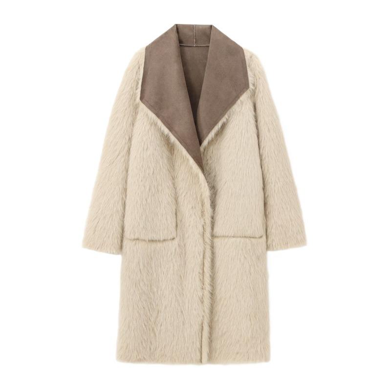 Women's clothing European and American temperament versatile long wear extended fur integrated coat coat on both sides 6318262