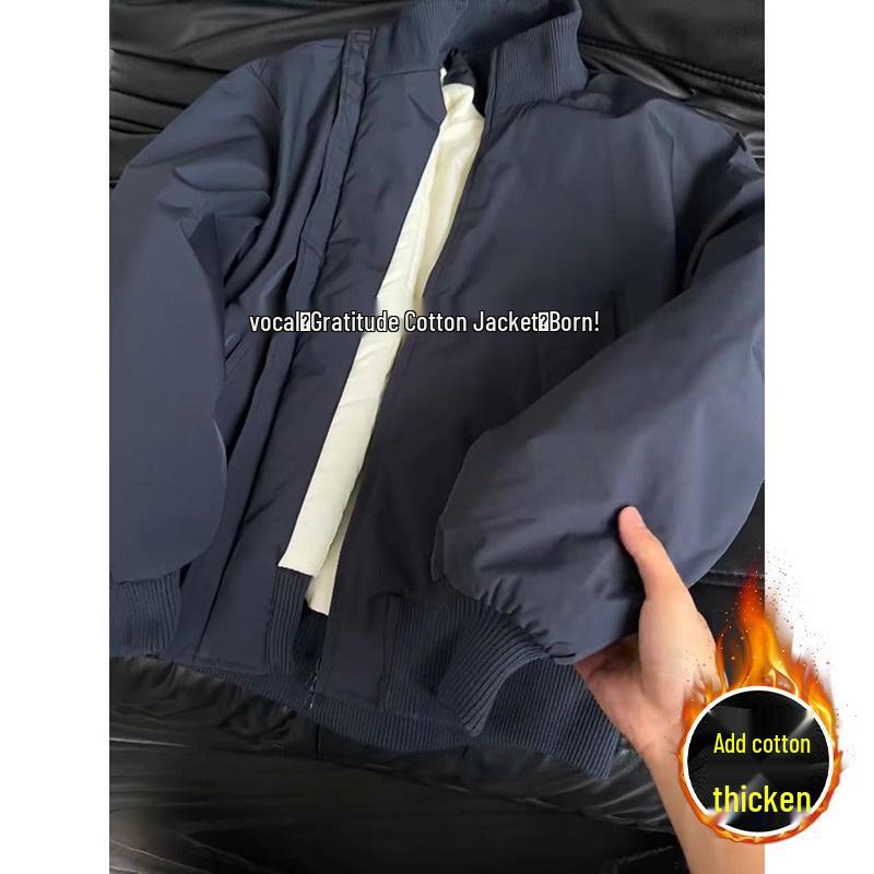 Men's American Style Cotton Flight Jacket: Thickened Autumn/Winter Warm Stand Collar Baseball Outerwear