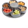 6 Compartment Rotating Serving Tray BPA Free Snacks Fruit Candy Platter For Home Party Kitchen Countertop