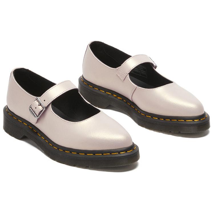 Dr. Martens Elphie MJ Cow Split Leather Comfortable Versatile Mary Jane Shoes Women Shoes Pink Gold 41092650
