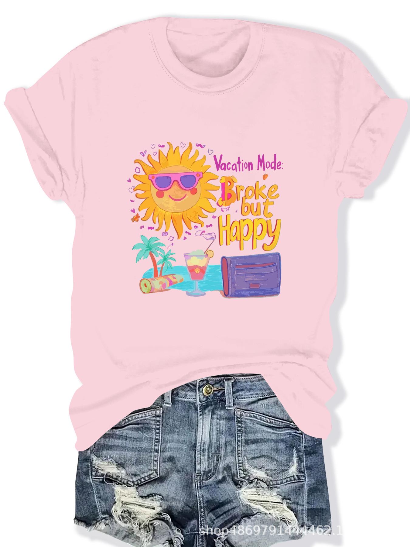 

Женская модная футболка с круглым вырезом S розовый