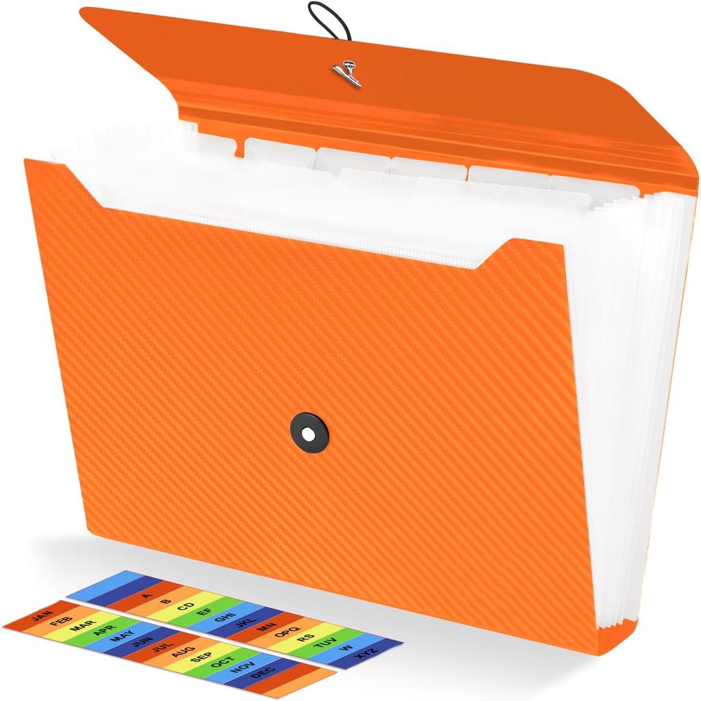 Expanding File Folder, 13 Pockets Accordion File Holder Organizer, A4 Letter Size Paper Document Receipt Organizer Accordian Filing Folder for