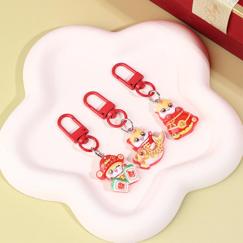 Cute Spring Festival Horse Keychain Lucky Wealth 2026 Year Pendant Chinese Style Resin Horse Key Ring Bag Pendant