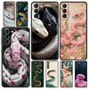 Phone Case For Samsung Galaxy S25 Edge S24 S23 S22 S21 Ultra S20 FE 5G S10 S10E S9 Plus Soft TPU Cover Blossom Pink Snake