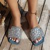 Women's Shoes 2024 New Open Toe Women's Slippers Summer Sequins Solid Outdoor Flat Casual Comfortable Large Size Slippers