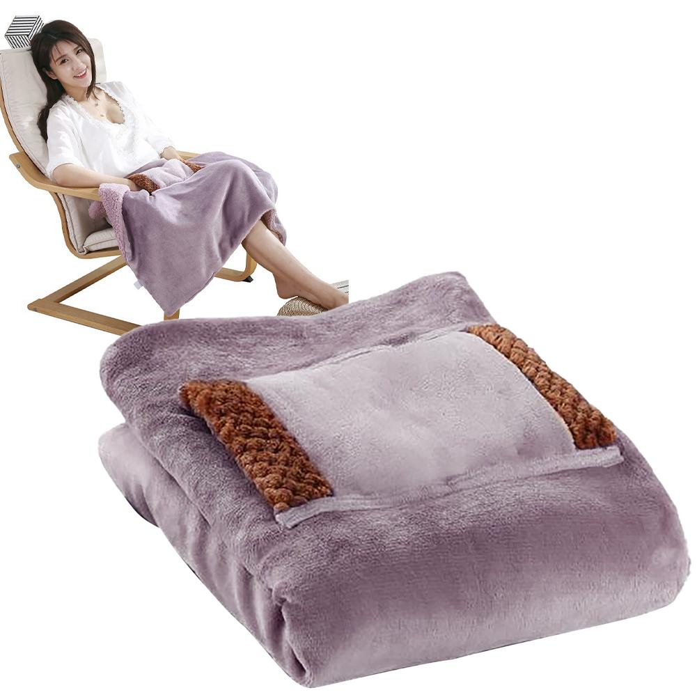 Winter Warming Blanket USB Rechargeable Portable Flannel Electric Blanket With Pocket Heating Blanket Hand Warmer Knee Blanket