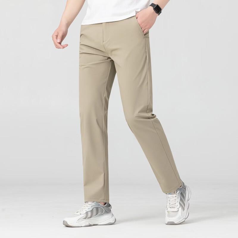 Men's Relaxed Fit Straight Leg Elastic Waist Casual Trousers