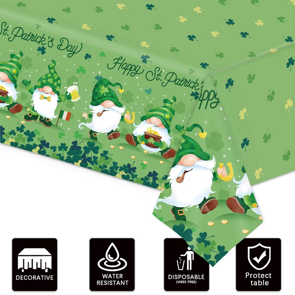 St. Patrick's Day Clover Tablecloth Decorations 2025 Clover Printed Tableclot Rectangle Table Cover St. Patrick's Day Party Decoration