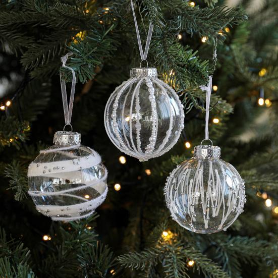 Christmas Ball Ornament Faux Pearls Tree Decoration Festive Hanging Baubles with Rope Home Store Decor